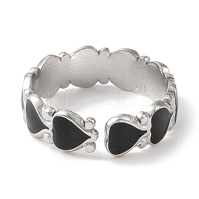 304 Stainless Steel Enamel Open Cuff Rings for Women RJEW-F166-19P-01-1