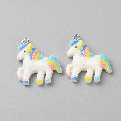 Rainbow Color Opaque Resin Pendants LS-RESI-WH0026-101A-1