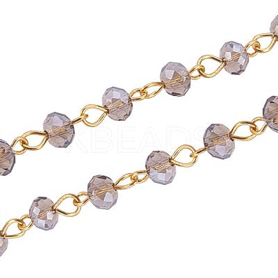 Handmade Rondelle Glass Beads Chains for Necklaces Bracelets Making AJEW-JB00037-05-1