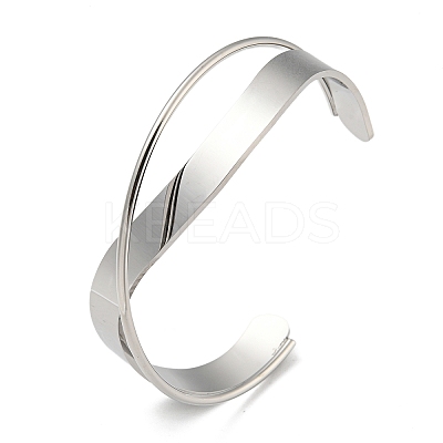 Non-Tarnish 304 Stainless Steel Plain Cuff Bracelet BJEW-B076-02P-1