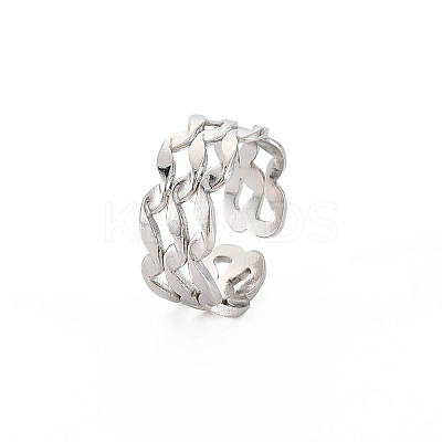 Non-Tarnish 304 Stainless Steel Wave Wrap Open Cuff Ring for Women LS-RJEW-S405-243P-1