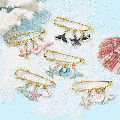 Marine Theme Pendant Alloy Enamel Brooches JEWB-BR00143-1