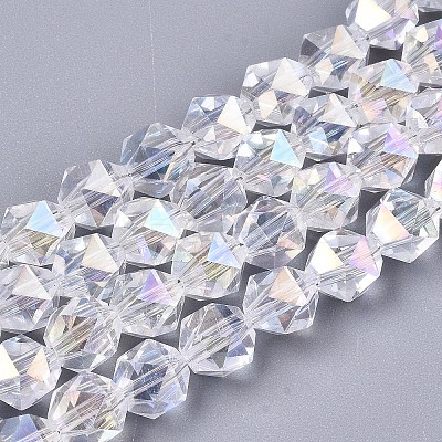 Electroplate Transparent Glass Beads Strands X-EGLA-T019-06L-1