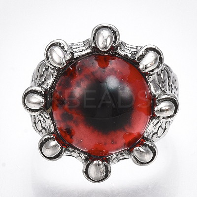 Adjustable Alloy Glass Finger Rings RJEW-T006-03D-1