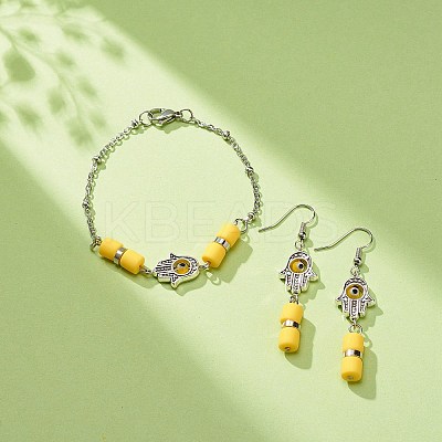 Evil Eye Handmade Lampwork Earring & Bracelet Sets SJEW-JS01250-1