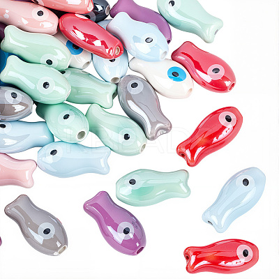 40Pcs Handmade Porcelain Beads PORC-LT0001-06-1