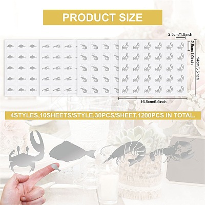 40 Sheets 4 Patterns PVC Waterproof Self-Adhesive Sticker Sets STIC-OC0001-11C-1