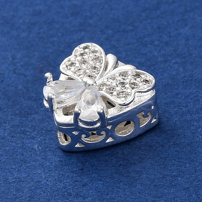 Rack Plating Brass Micro Pave Cubic Zirconia Beads KK-Z082-13S-1
