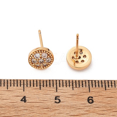 Brass Micro Pave Clear Cubic Zirconia Stud Earrings for Women EJEW-G428-25G-02-1