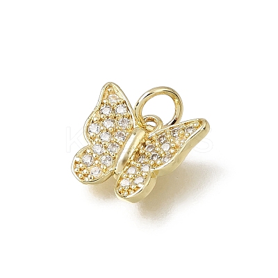 Brass Micro Pave Clear Cubic Zirconia Charms CU-L001-09G-07-1