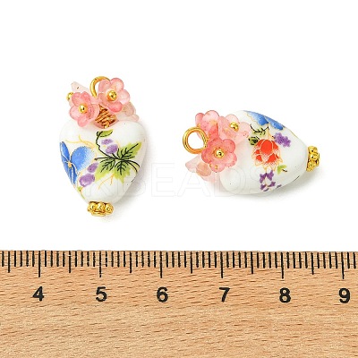 Heart Handmade Porcelain Pendants PALLOY-JF05915-02-1