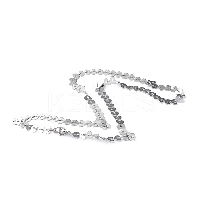 Non-Tarnish 201 Stainless Steel Heart Link Chain Necklace for Men Women NJEW-I122-08P-1