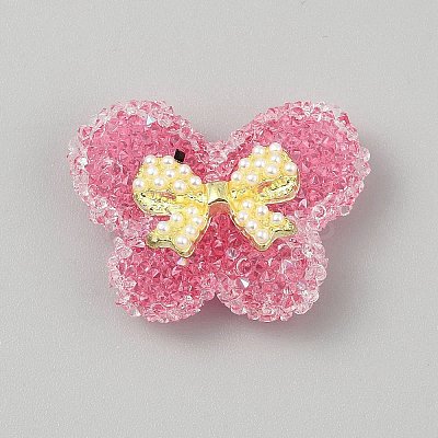Opaque Acrylic Beads and Alloy Bowknot SACR-TAC0014-001G-1