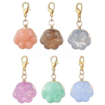 Paw Print Acrylic Pendant Decorations HJEW-JM03331-S-1