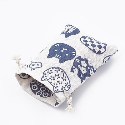 Kitten Polycotton(Polyester Cotton) Packing Pouches Drawstring Bags X-ABAG-T006-A19-1
