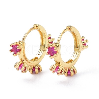 Brass Inlaid Cubic Zirconia Hoop Earrings ZIRC-P090-17G-B-1