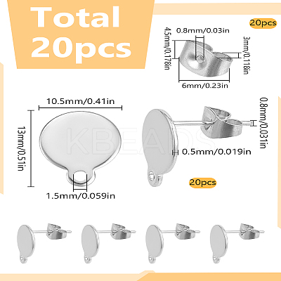 20Pcs 304 Stainless Steel Stud Earring Findings STAS-LP0001-77-1
