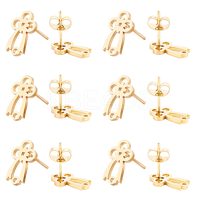 40Pcs Bowknot Ion Plating(IP) 304 Stainless Steel Stud Earring Findings STAS-SC0010-43-1