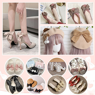 8Pcs 4 Colors Detachable Polyester Satin Bowknot Shoe Decoration AJEW-PH0011-27-1