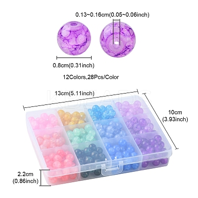 336Pcs 12 Colors Baking Paint Crackle Glass Bead Strands DGLA-YW0001-11-1