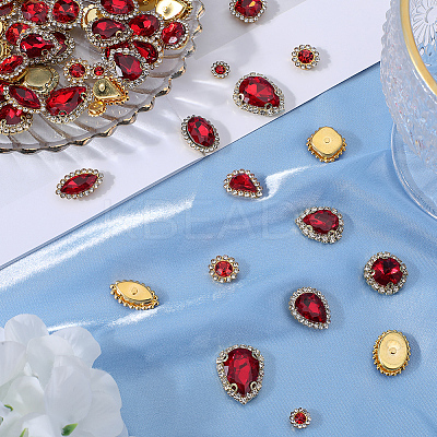 100Pcs 10 Style Flower/Horse Eye/Teardrop Sew on Rhinestone RGLA-GF0001-14B-1