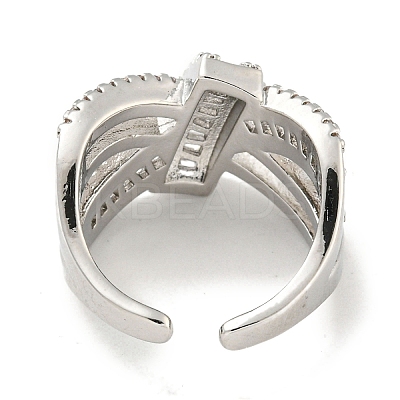 Rack Plating Brass Micro Pave Cubic Zirconia Open Cuff Rings RJEW-I104-17P-1