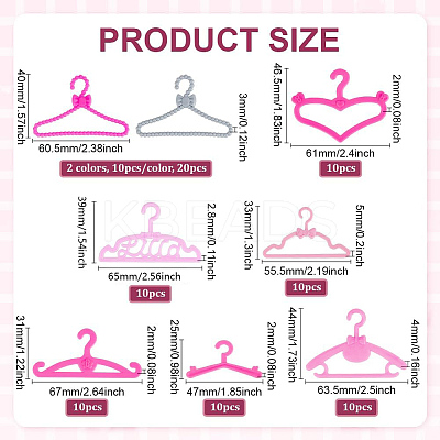 80Pcs 8 Styles Plastic Doll Clothes Hangers DIY-GA0008-48-1