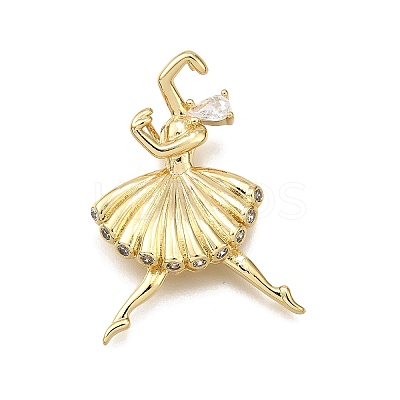 Rack Plating Brass Micro Pave Cubic Zirconia Pendants KK-D343-14G-D-1