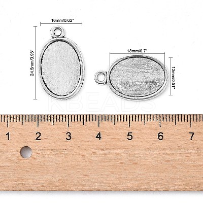 Tibetan Style Antique Silver Alloy Flat Oval Pendant Cabochon Settings LS-TIBEP-M022-36AS-1