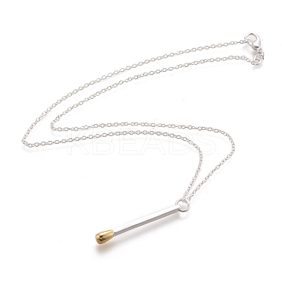 Brass Matchstick Pendant Necklaces NJEW-F279-01S-RS-1
