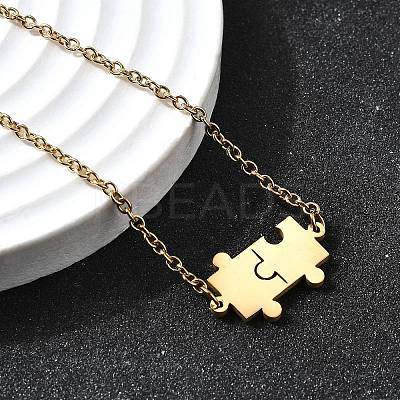 201 Stainless Steel Pulsera Puzzle Link Bracelets BJEW-B128-03G-1
