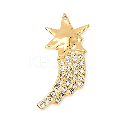304 Stainless Steel Rhinestone Pendants STAS-L026-16G-1