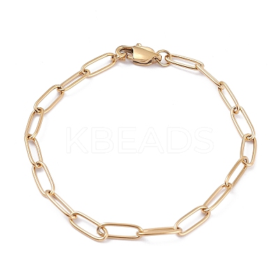 PVD Vacuum Plating 304 Stainless Steel Paperclip Chain Bracelets LS-BJEW-I295-15G-1