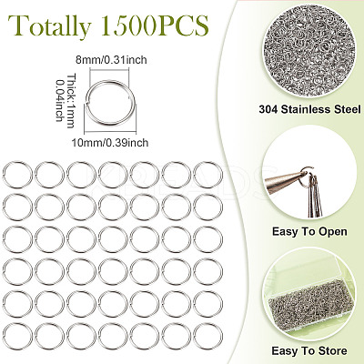 304 Stainless Steel Open Jump Rings STAS-TA0002-99B-1