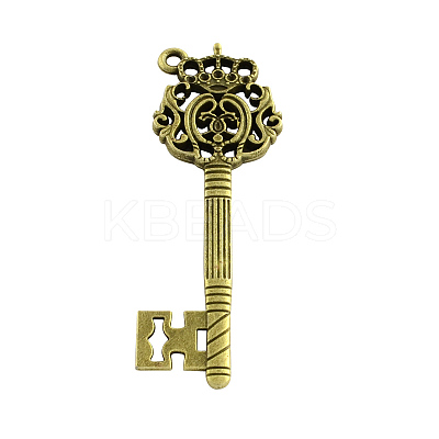 Tibetan Style Alloy Key Big Pendant Rhinestone Settings LS-TIBEP-Q040-116AB-NR-1