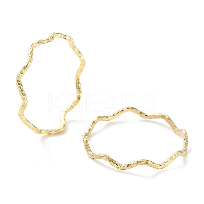 Ion Plating(IP) 304 Stainless Steel Textured Wave Finger Rings RJEW-G298-02G-1