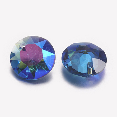 Faceted Glass Rhinestone Charms X-RGLA-F051-12mm-206PS-1