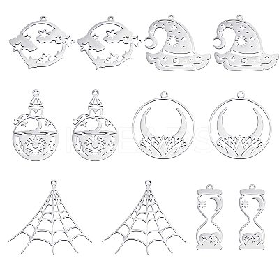 12Pcs 6 Style 201 Stainless Steel Pendants STAS-CA0001-38-1