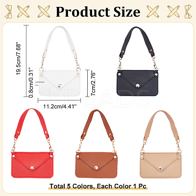 5Pcs 5 Colors Imitation Leather Women's Mini Envelope Clutch Bags AJEW-WR0001-85-1