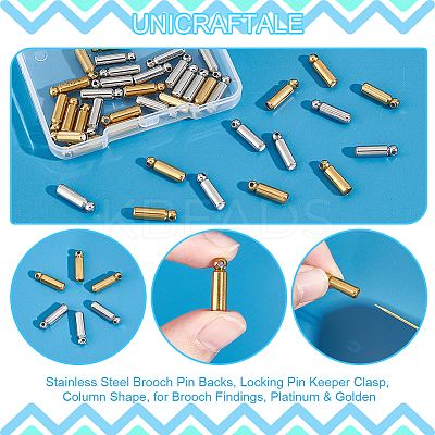 40Pcs 2 Color 202 Stainless Steel Stick Pin End Cap STAS-UN0049-48-1