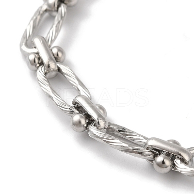 Non-Tarnish 304 Stainless Steel Twisted Oval Link Chain Bracelets for Women BJEW-B092-08P-02-1