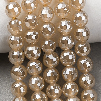 Electroplated Natural Agate Beads Strands G-B191-A07-6mm-07-1