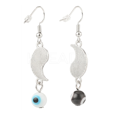 Alloy Enamel Yin Yang Matching Asymmetrical Earrings EJEW-JE04894-03-1