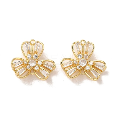 Brass Micro Pave Clear Cubic Zirconia Pendants KK-E098-04G-1