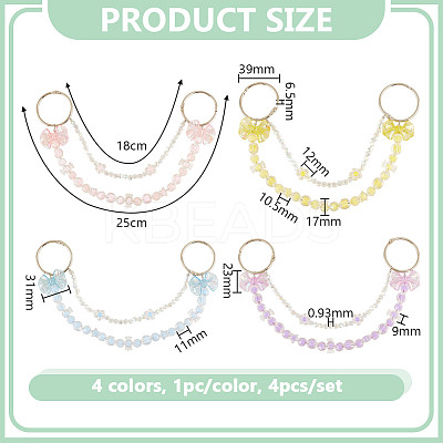 4Pcs 4 Colors Transparent Acrylic Beaded Purse Chain Strap Extenders HJEW-GO00104-1