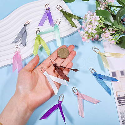 12Pcs Polyester Ribbon Bookmarks AJEW-CA00024-1