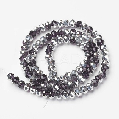 Electroplate Transparent Glass Beads Strands EGLA-A034-T6mm-M11-1