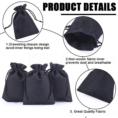 Polyester Imitation Burlap Packing Pouches Drawstring Bags ABAG-BBC0001-02B-02-1
