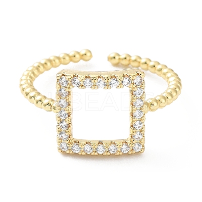 Rack Plating Brass Micro Pave Clear Cubic Zirconia Cuff Rings RJEW-C043-03G-1