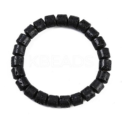 Natural Lava Rock Beaded Stretch Bracelets for Men Women BJEW-G727-01F-1